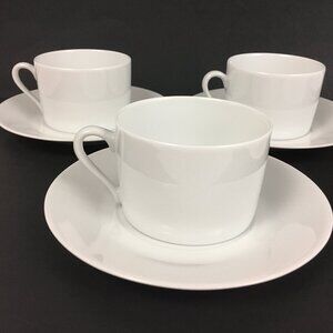 4 Limoges France Porcelain White Espresso Cups and Saucers